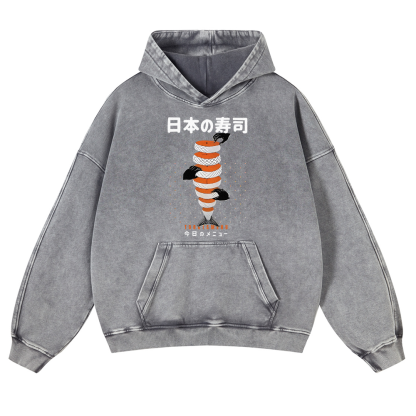 Delicious Salmon Sushi Vintage Washed Thick Cotton Hoodie