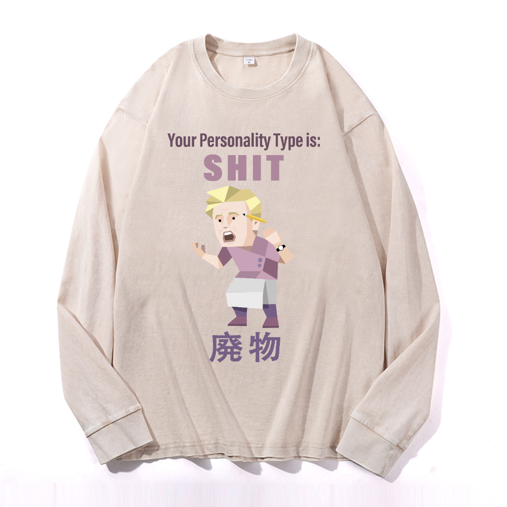 MBTI Shit Vintage Cotton Wash Long-sleeve T-shirt