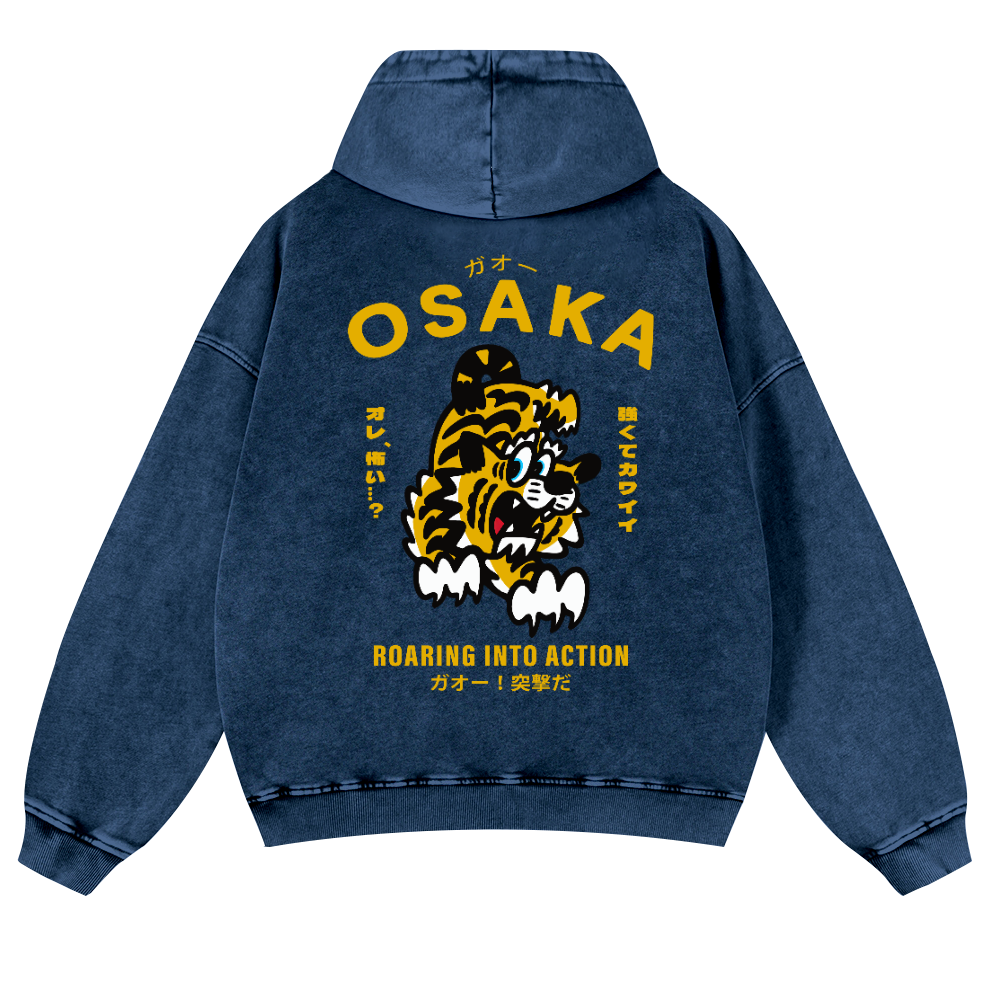 Osaka Tiger Vintage Washed Cotton Back Art Hoodie