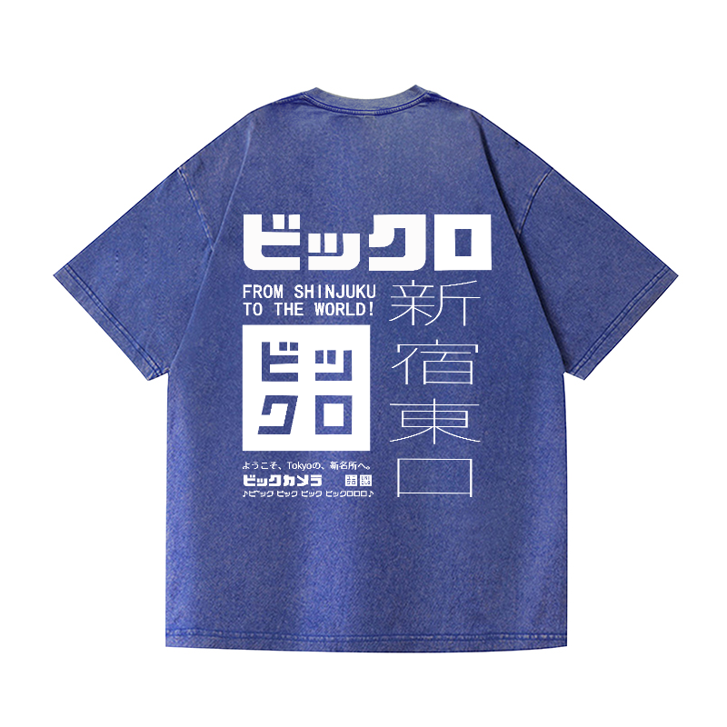 Shinjuku Vintage Wash Japanese Design Back Art T-Shirt