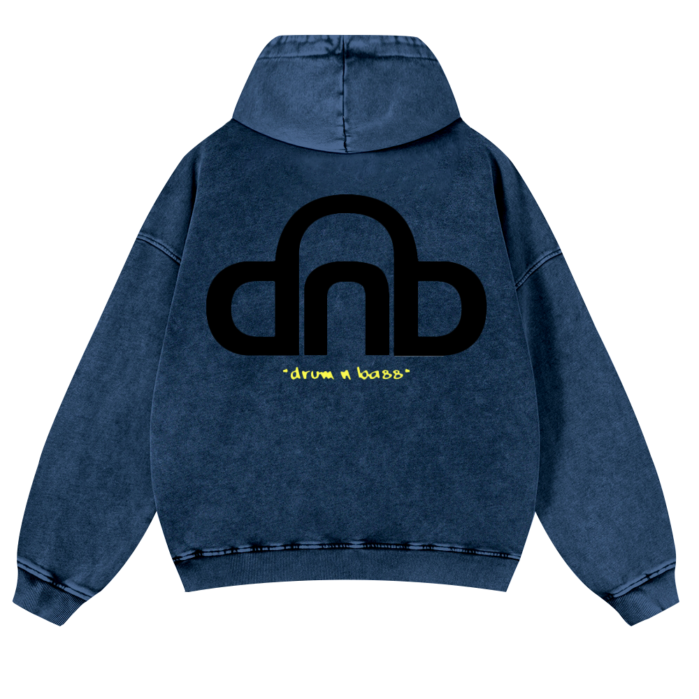 Drum & Bass Vintage Washed Cotton Back Art Hoodie