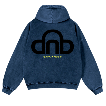 Drum & Bass Vintage Washed Cotton Back Art Hoodie