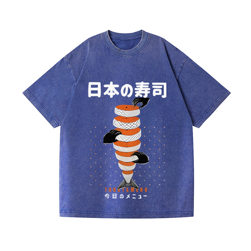 Delicious Salmon Sushi Vintage Wash Japanese Design T-Shirt