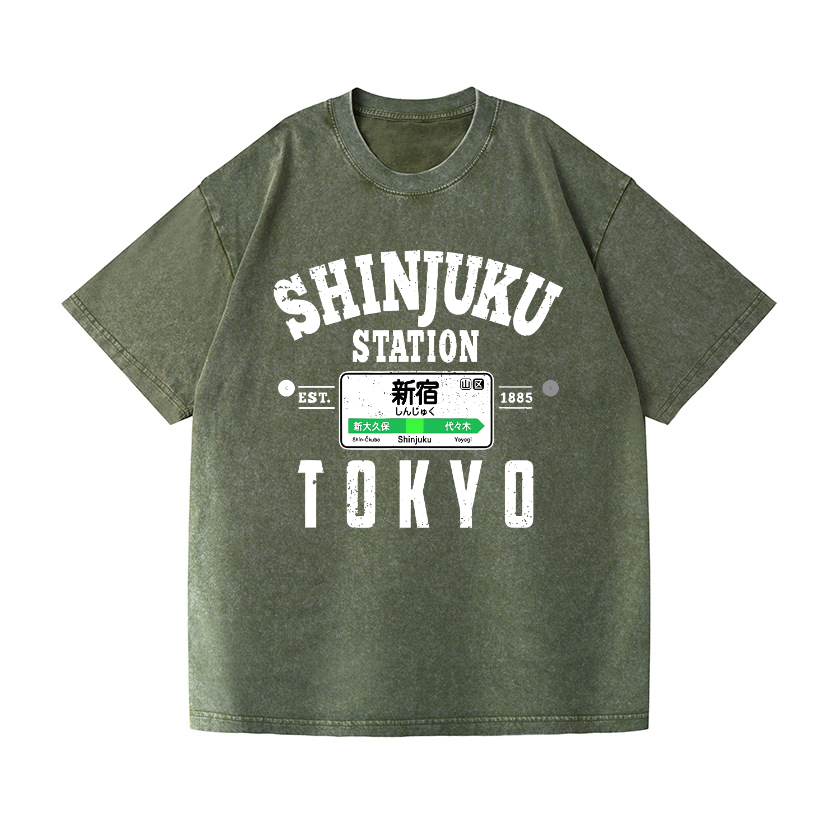 Shinjuku Station Vintage Wash Japanese Design T-Shirt