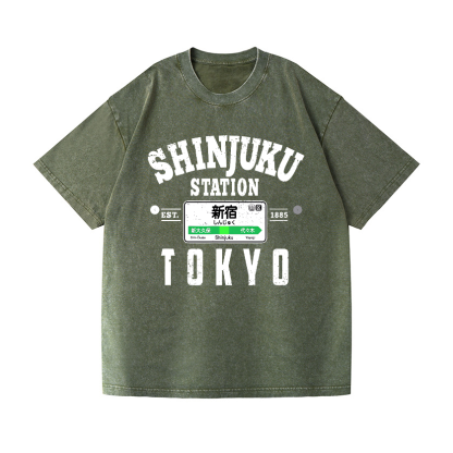 Shinjuku Station Vintage Wash Japanese Design T-Shirt