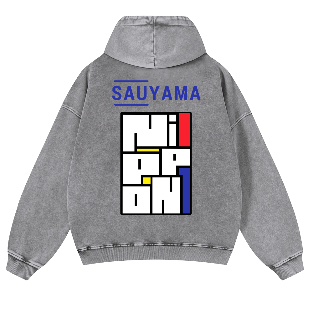 Sauyama Nippon Vintage Washed Cotton Back Art Hoodie