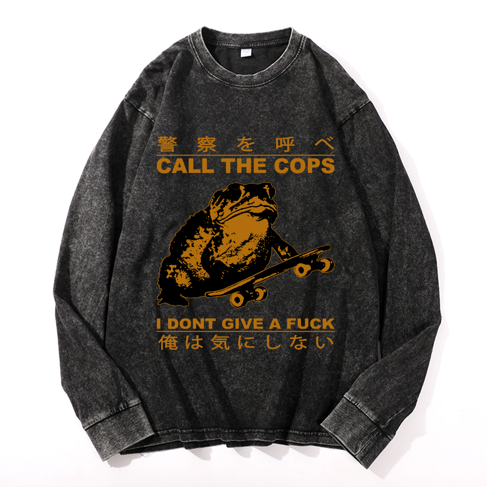 Frog Cops Vintage Cotton Wash Long-sleeve T-shirt