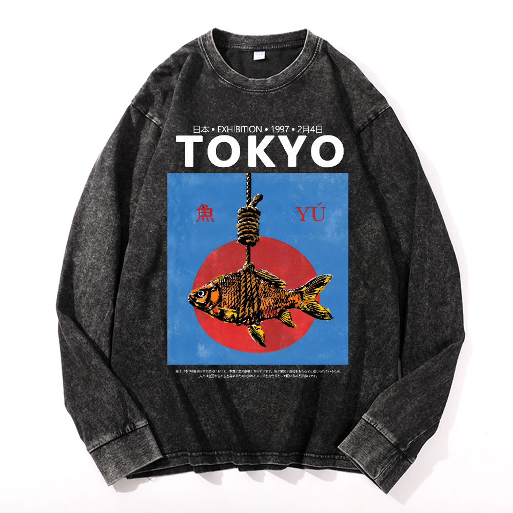 Tokyo Fish Vintage Cotton Wash Long-sleeve T-shirt