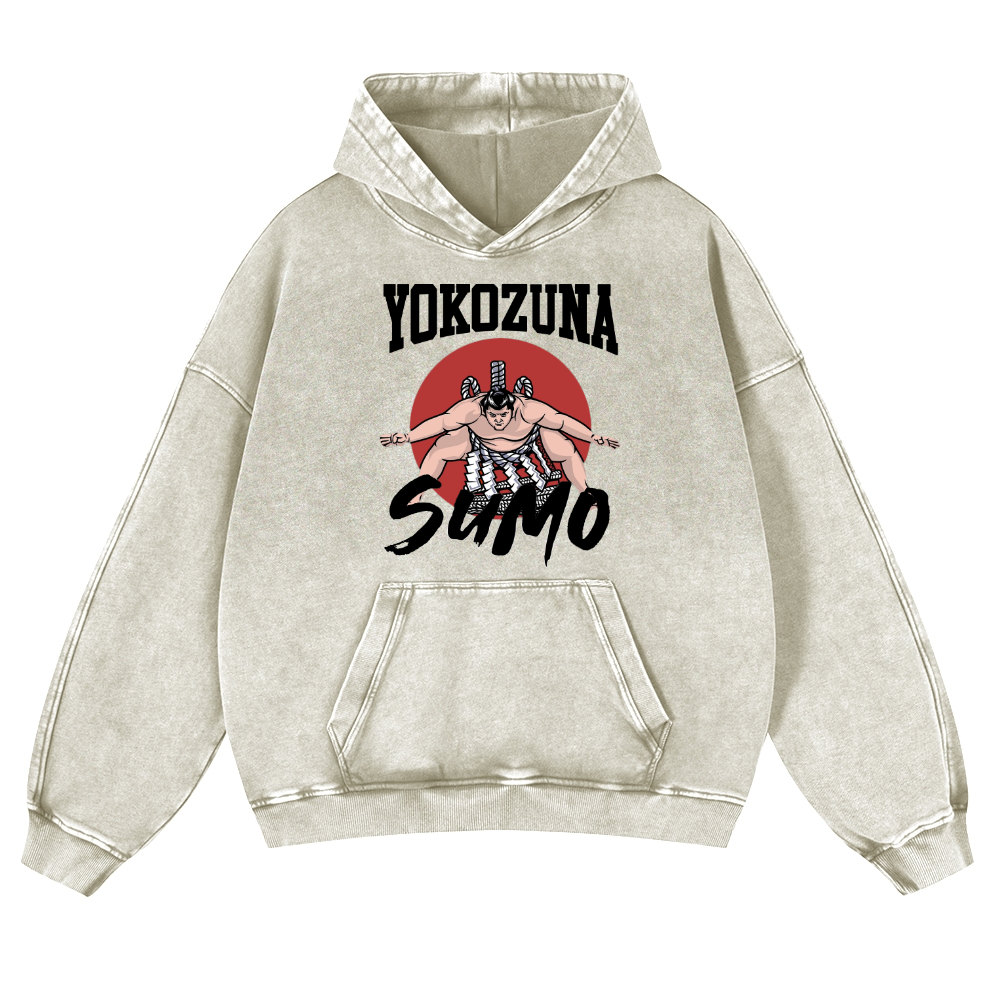 Yokozuna The Highest Honor in Sumo Vintage Washed Thick Cotton Hoodie
