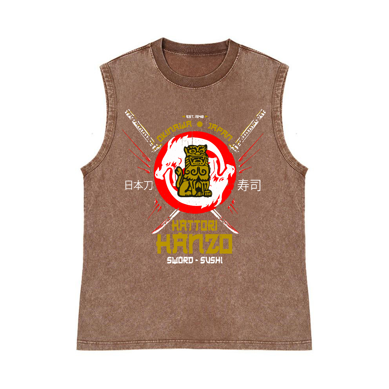 Hattori Hanzo Komainu Pure Cotton Wash-Dyed Sleeveless Tank Top