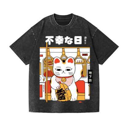 Unlucky Day Vintage Wash Japanese Design T-Shirt