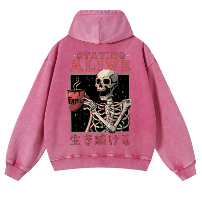 Skull Vintage Washed Cotton Back Art Hoodie