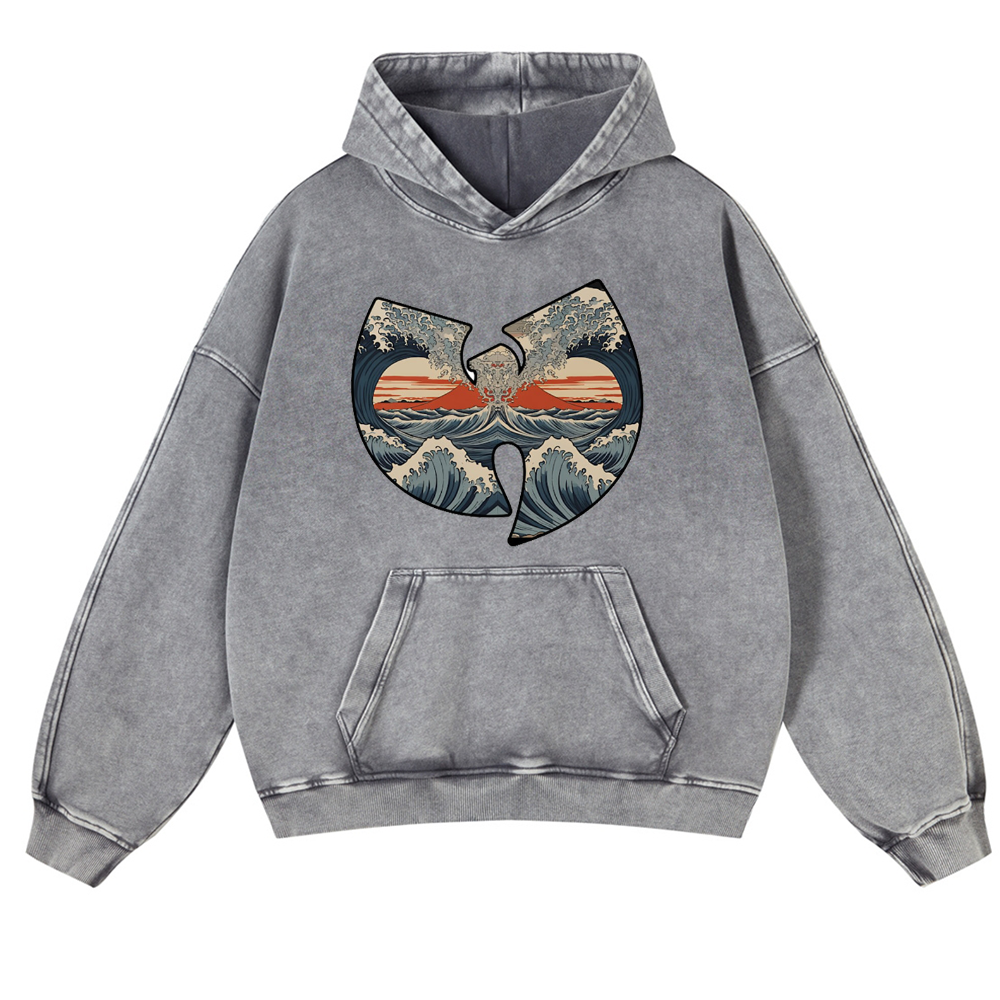 Wave Vintage Washed Thick Cotton Hoodie
