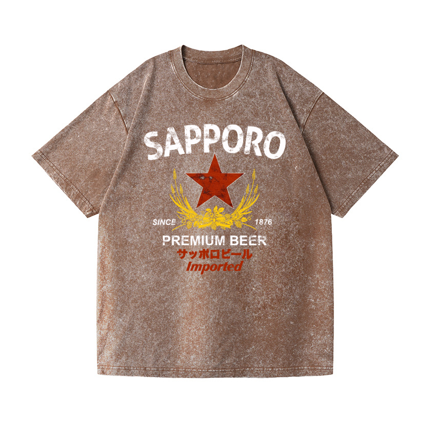 Sapporo Beer Vintage Wash Japanese Design T-Shirt
