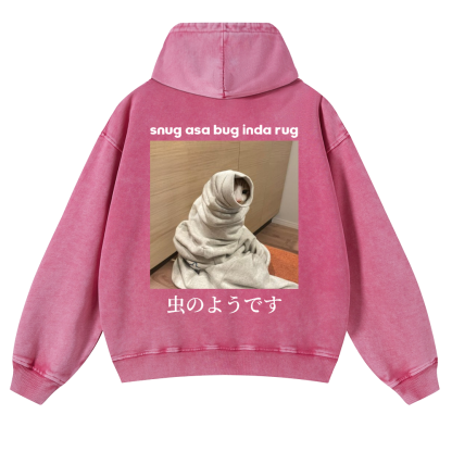 Snug Cat Vintage Washed Cotton Back Art Hoodie
