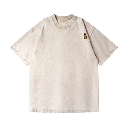 Stone Lion Vintage Wash Japanese Design Back Art T-Shirt