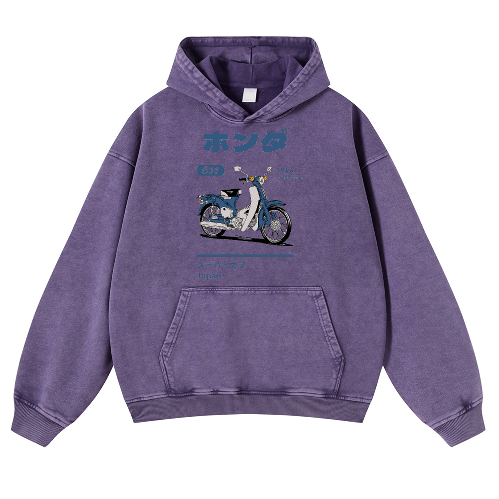 Honda C50 Super Cub Vintage Washed Thick Cotton Hoodie