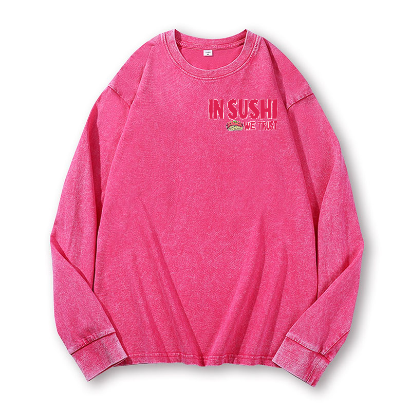 In Sushi We Trust Vintage Washed Cotton Back Art Long-sleeve T-shirt