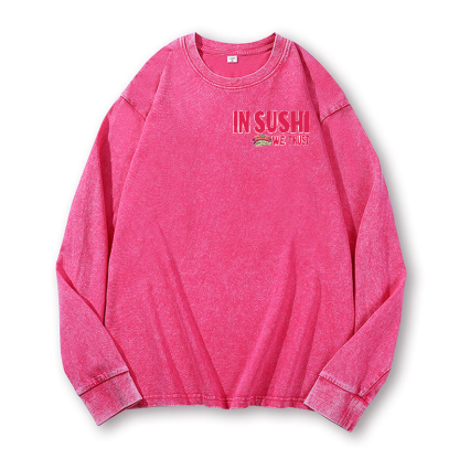 In Sushi We Trust Vintage Washed Cotton Back Art Long-sleeve T-shirt