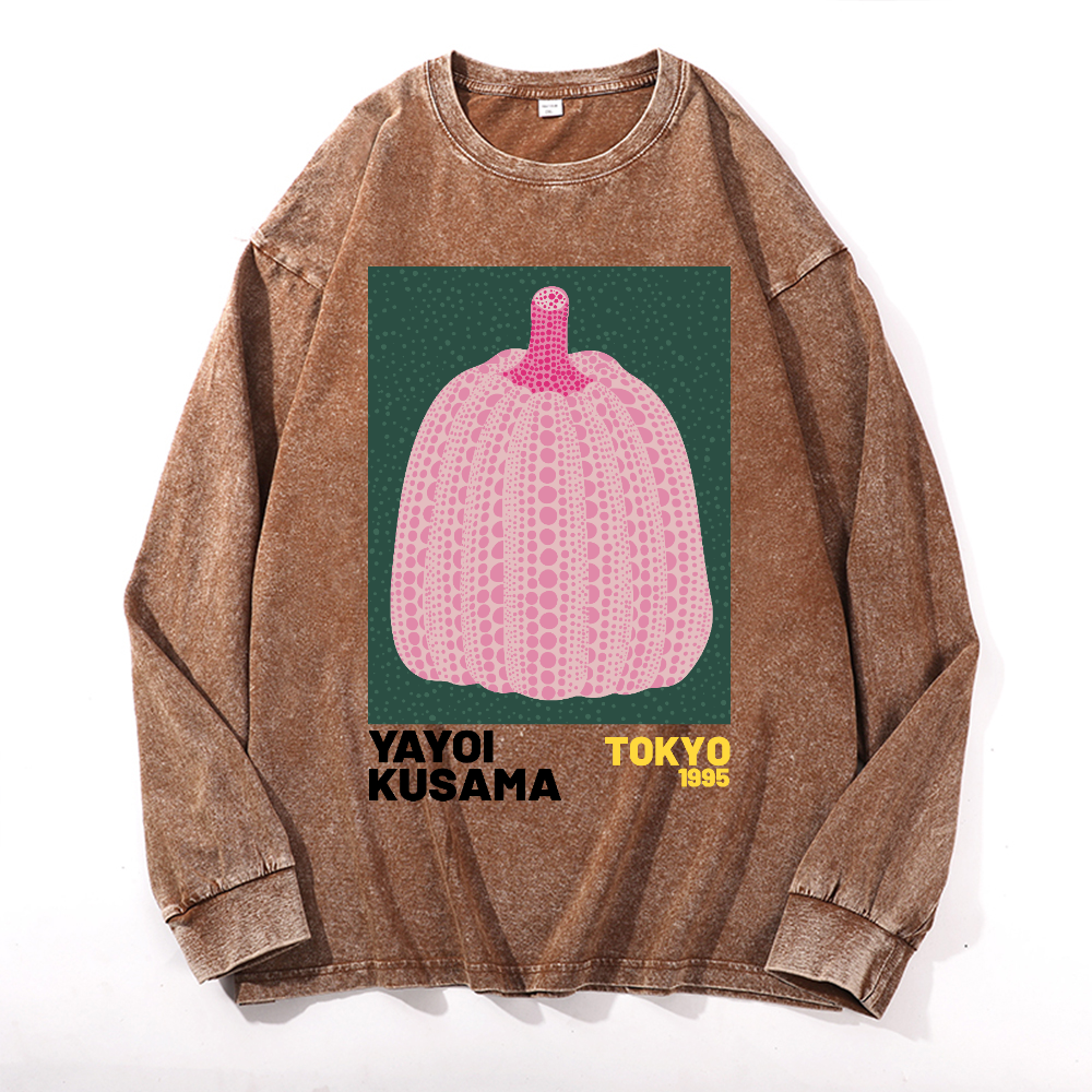 Yayoi Kusama Pumpkin Vintage Cotton Wash Crewneck Sweatshirt