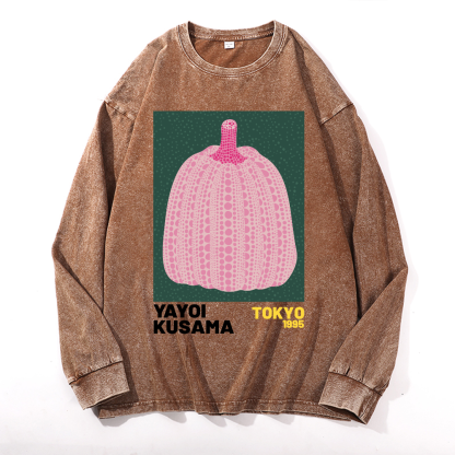 Yayoi Kusama Pumpkin Vintage Cotton Wash Crewneck Sweatshirt