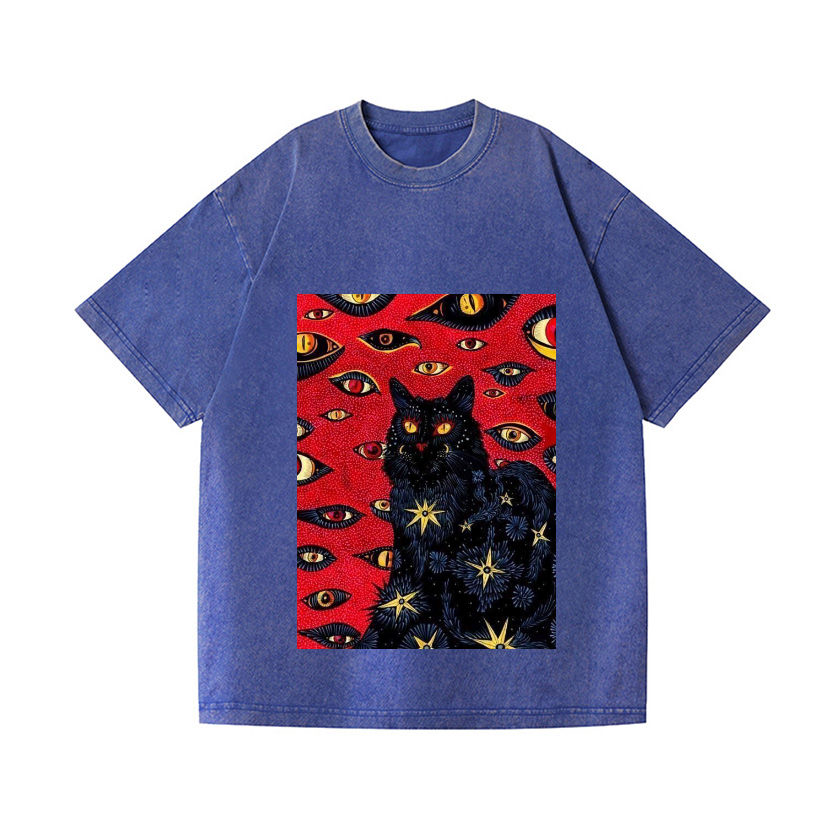 Cat Vintage Wash Japanese Design T-Shirt