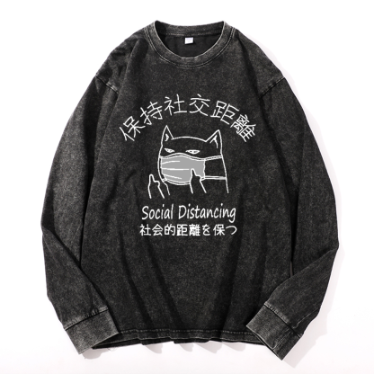 Social Distancing Vintage Cotton Wash Crewneck Sweatshirt