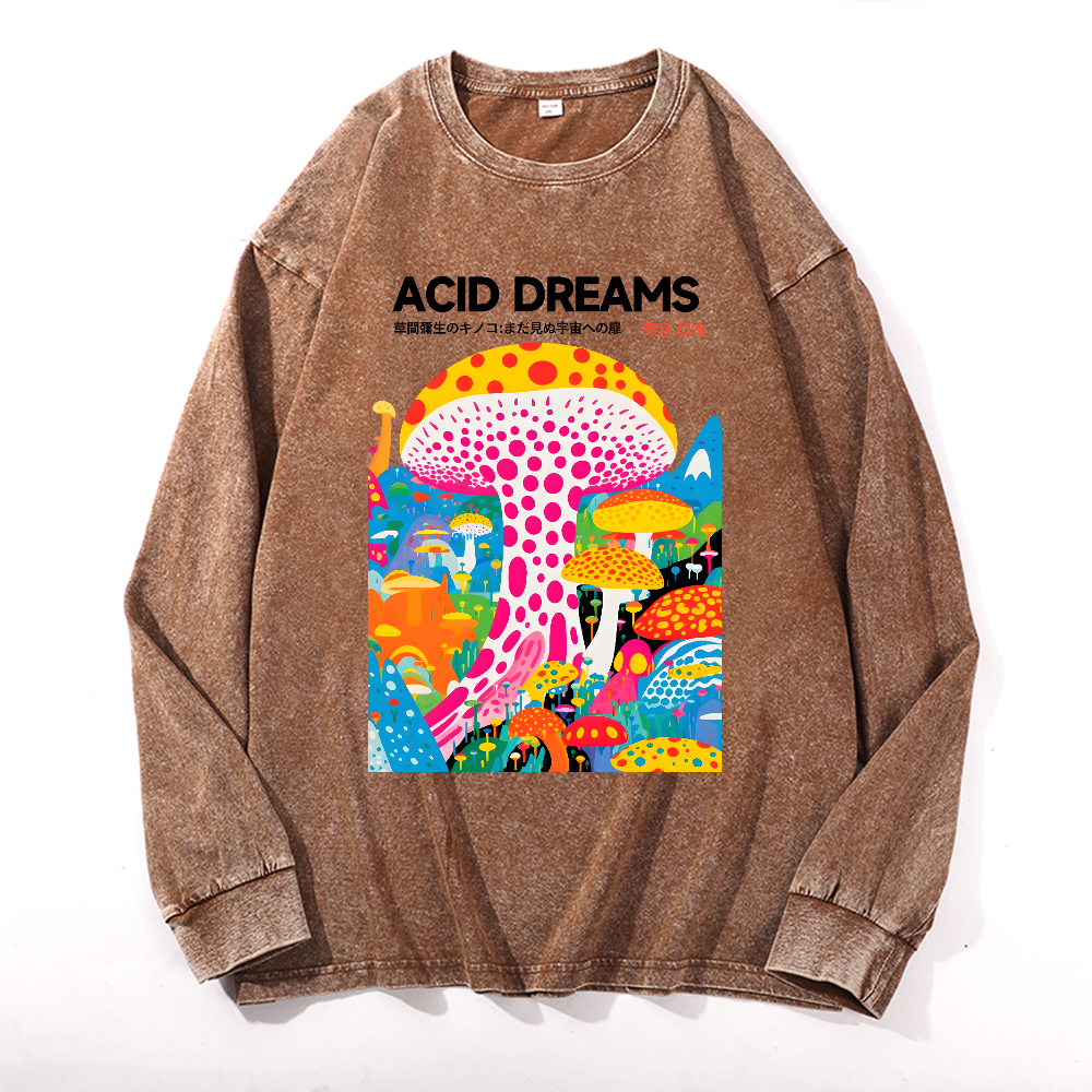 Yayoi Kusama Mushroom Vintage Cotton Wash Crewneck Sweatshirt