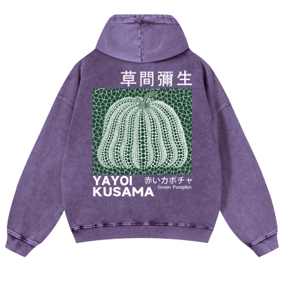 Yayoi Kusama Pumpkin Vintage Washed Cotton Back Art Hoodie