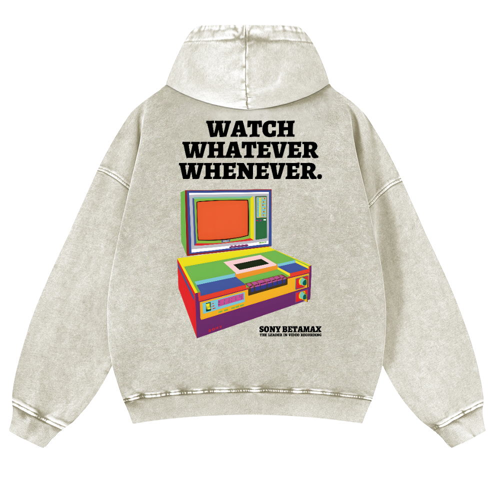 Sony Betamax Vintage Washed Cotton Back Art Hoodie