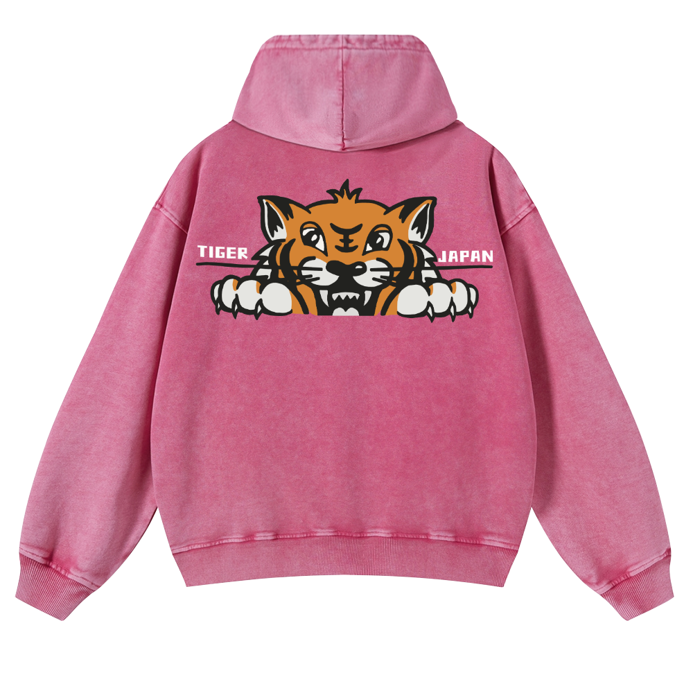 Tiger Japan Vintage Washed Cotton Back Art Hoodie