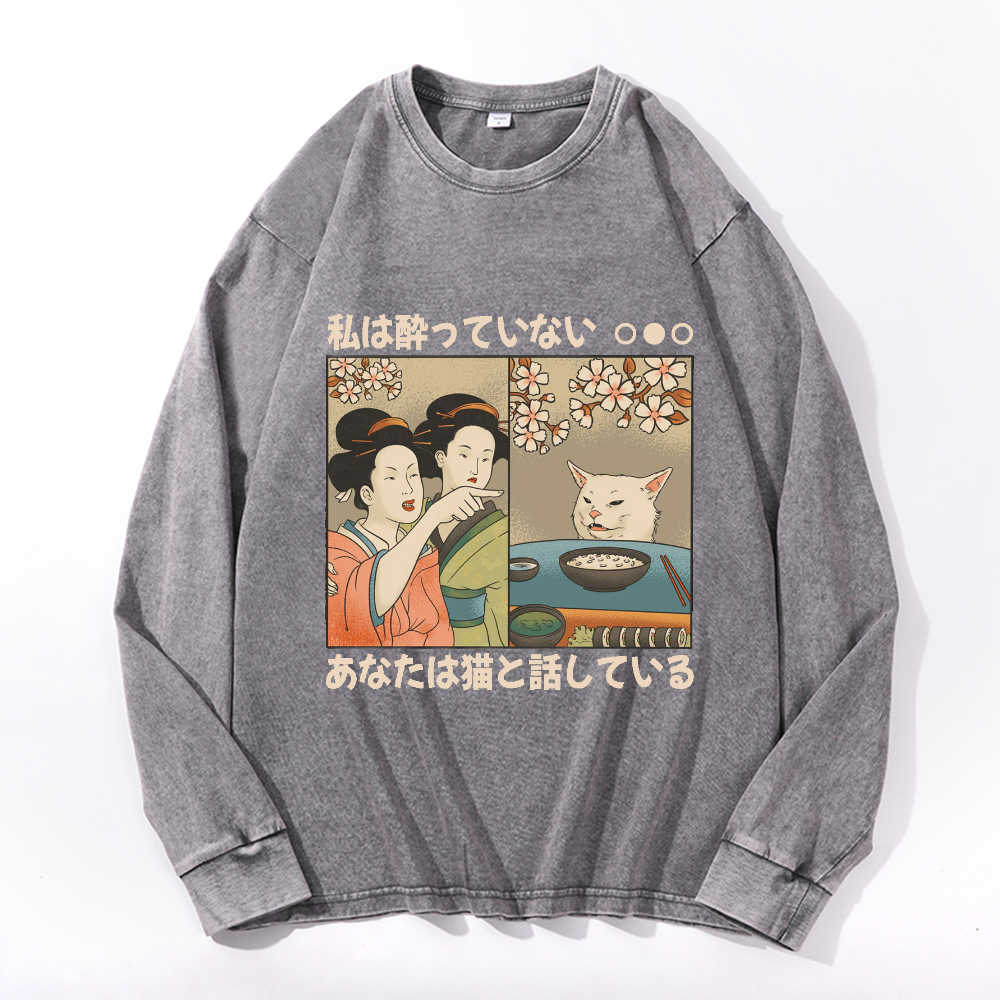 Woman Yelling Vintage Cotton Wash Crewneck Sweatshirt