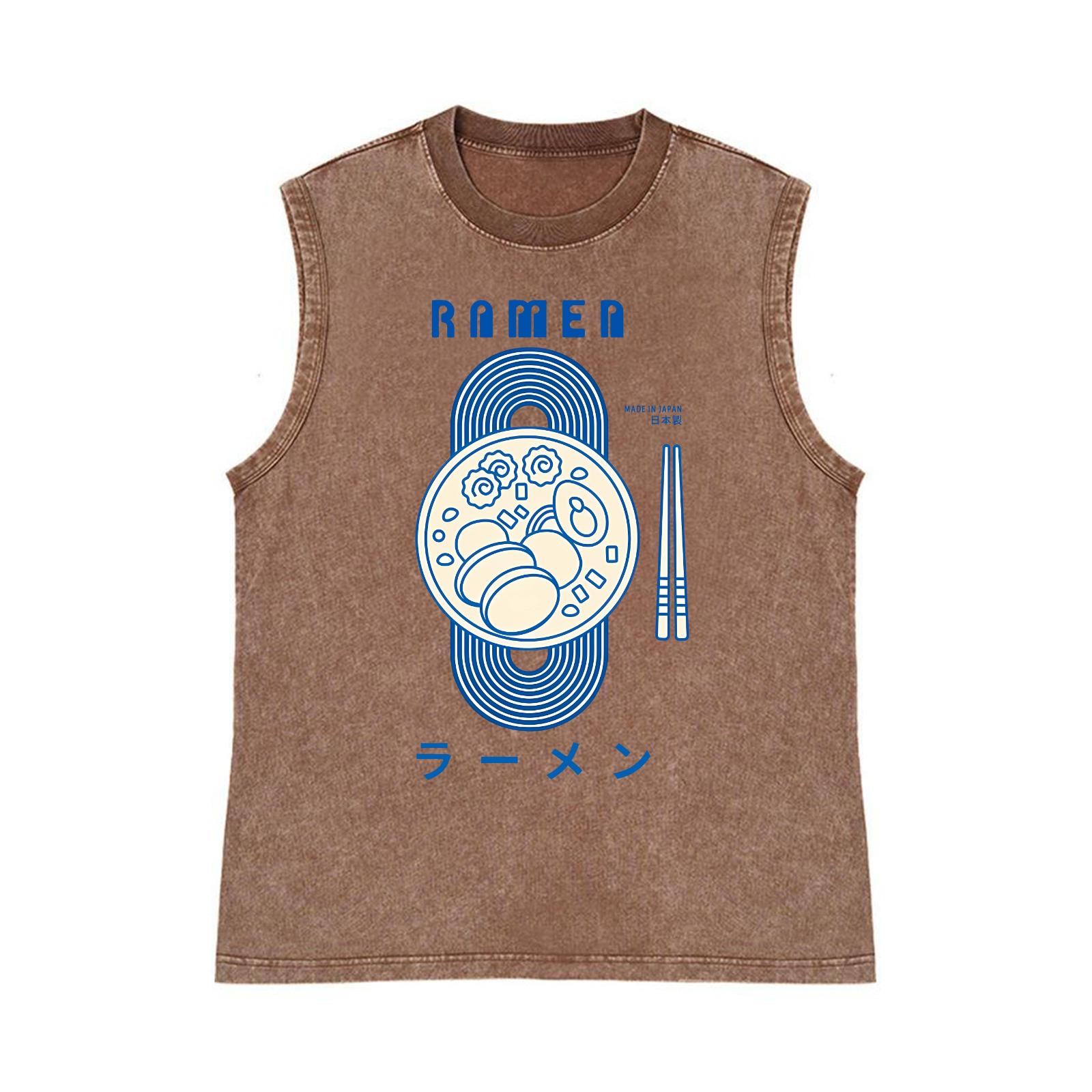 Ramen Pure Cotton Wash-Dyed Sleeveless Tank Top