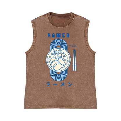 Ramen Pure Cotton Wash-Dyed Sleeveless Tank Top
