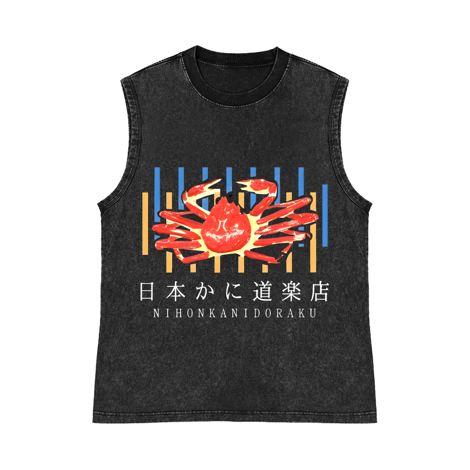 Japan Crab Enjoyment Store Pure Cotton Wash-Dyed Sleeveless Tank Top