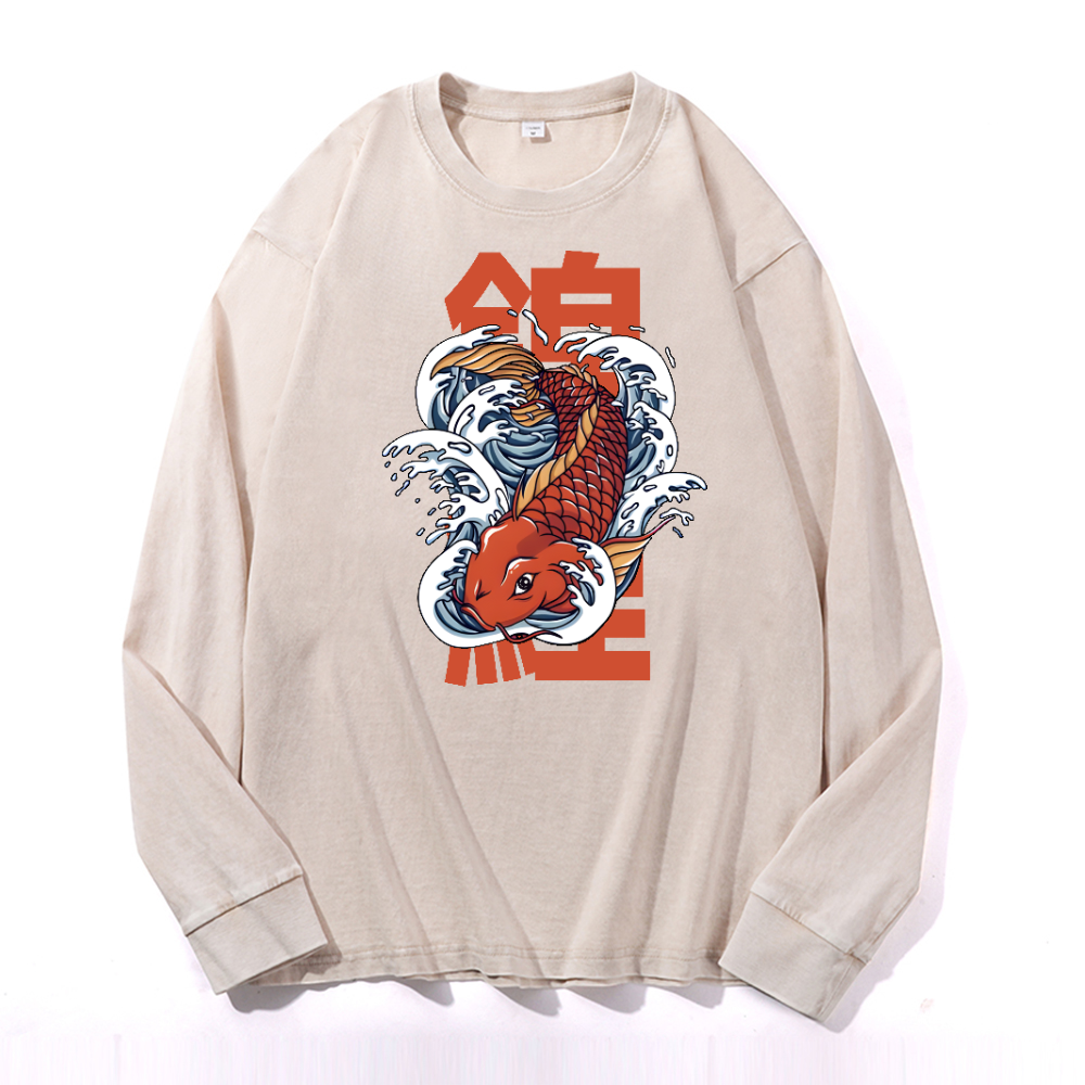 Koi Fish Vintage Cotton Wash Crewneck Sweatshirt