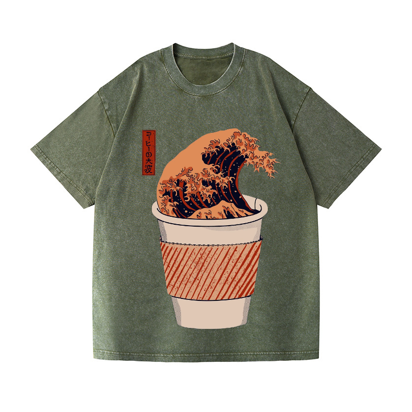 Wave Vintage Wash Japanese Design T-Shirt