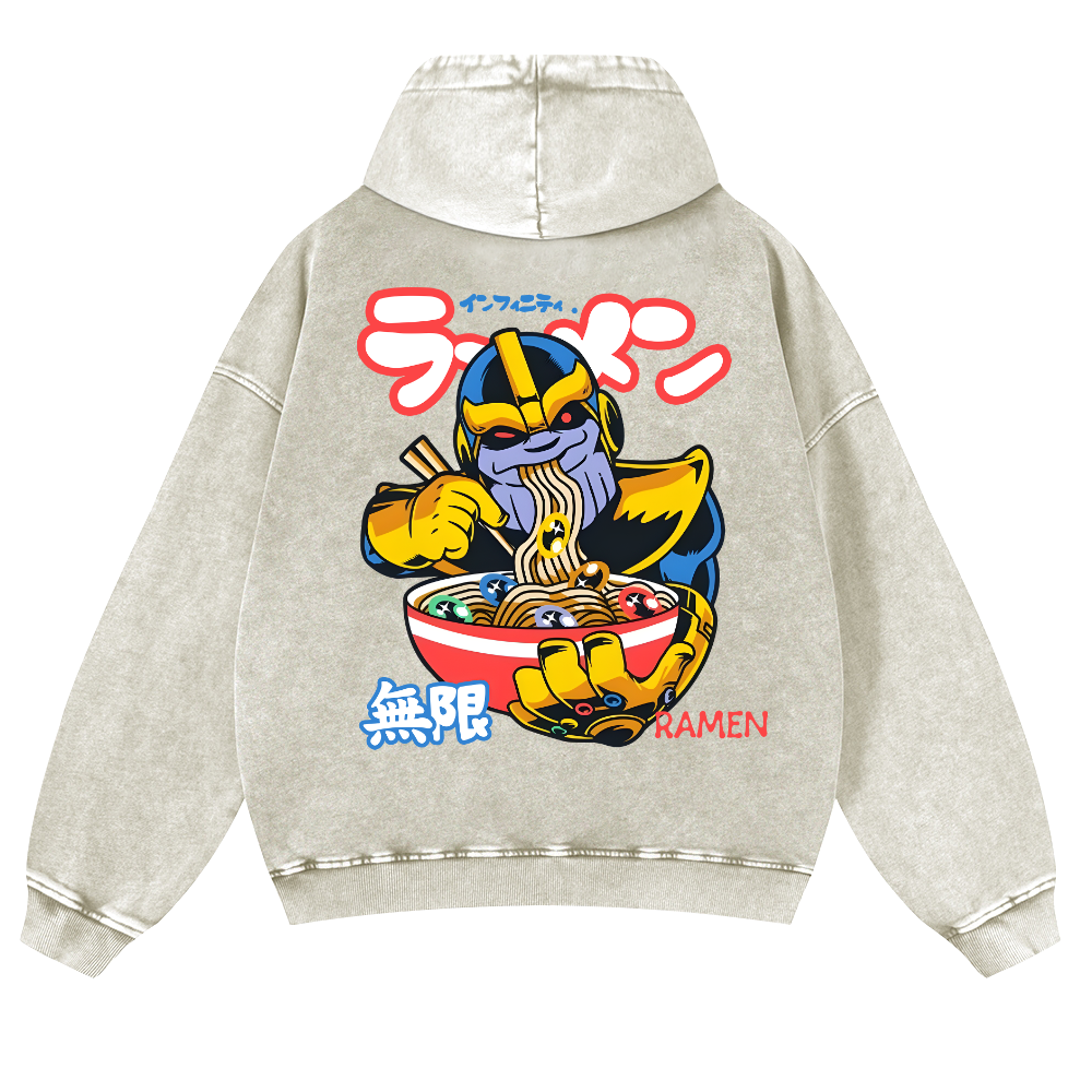 Ramen Hero Vintage Washed Cotton Back Art Hoodie