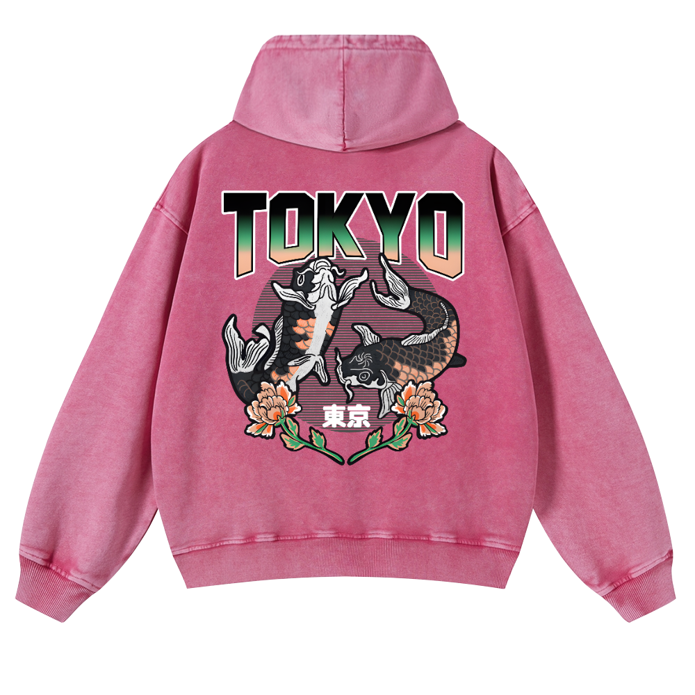 Tokyo Fish Vintage Washed Cotton Back Art Hoodie