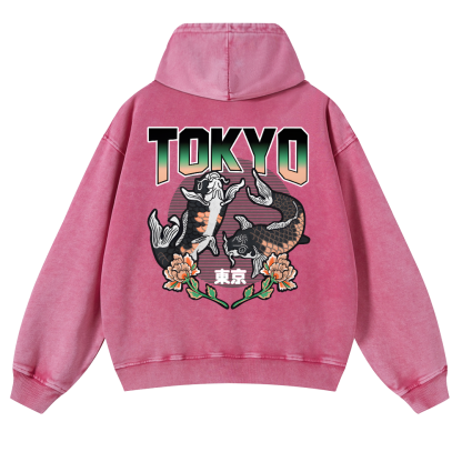 Tokyo Fish Vintage Washed Cotton Back Art Hoodie