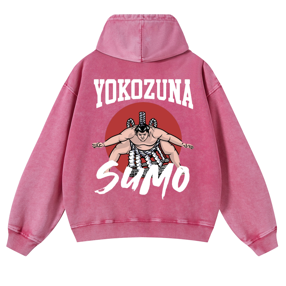 Yokozuna The Highest Honor in Sumo Vintage Washed Cotton Back Art Hoodie