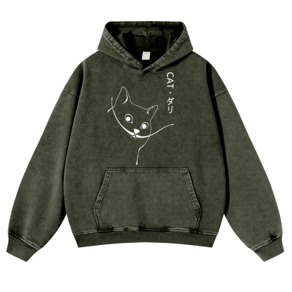 CAT Vintage Washed Thick Cotton Hoodie