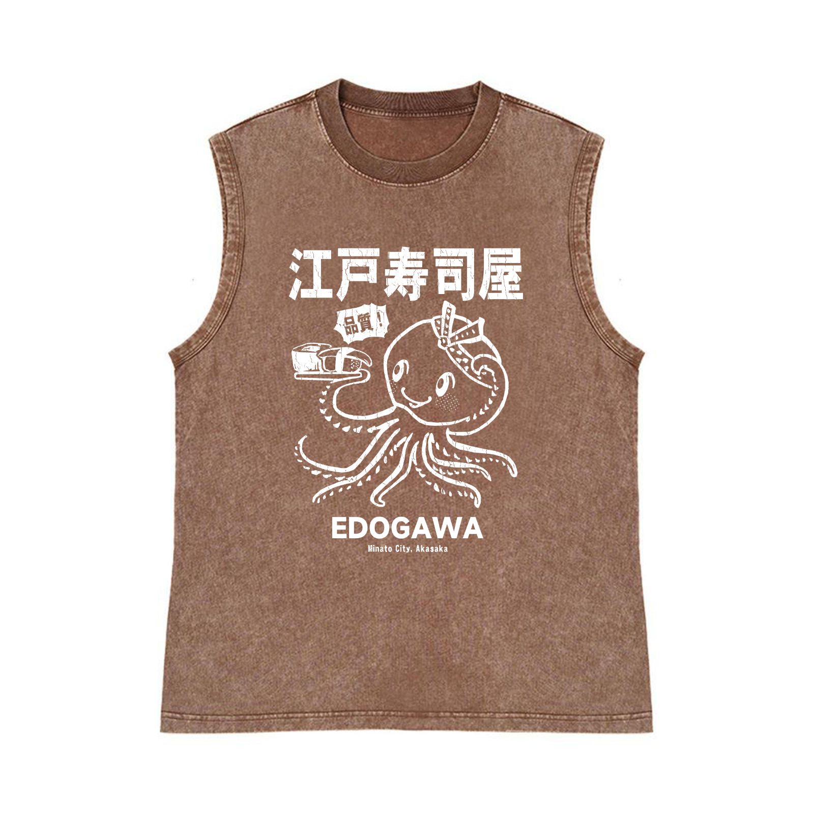 Edogawa Octopus Pure Cotton Wash-Dyed Sleeveless Tank Top