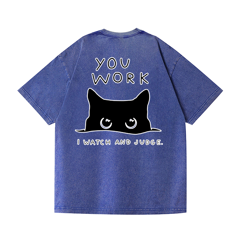 Black Cat Vintage Wash Japanese Design Back Art T-Shirt