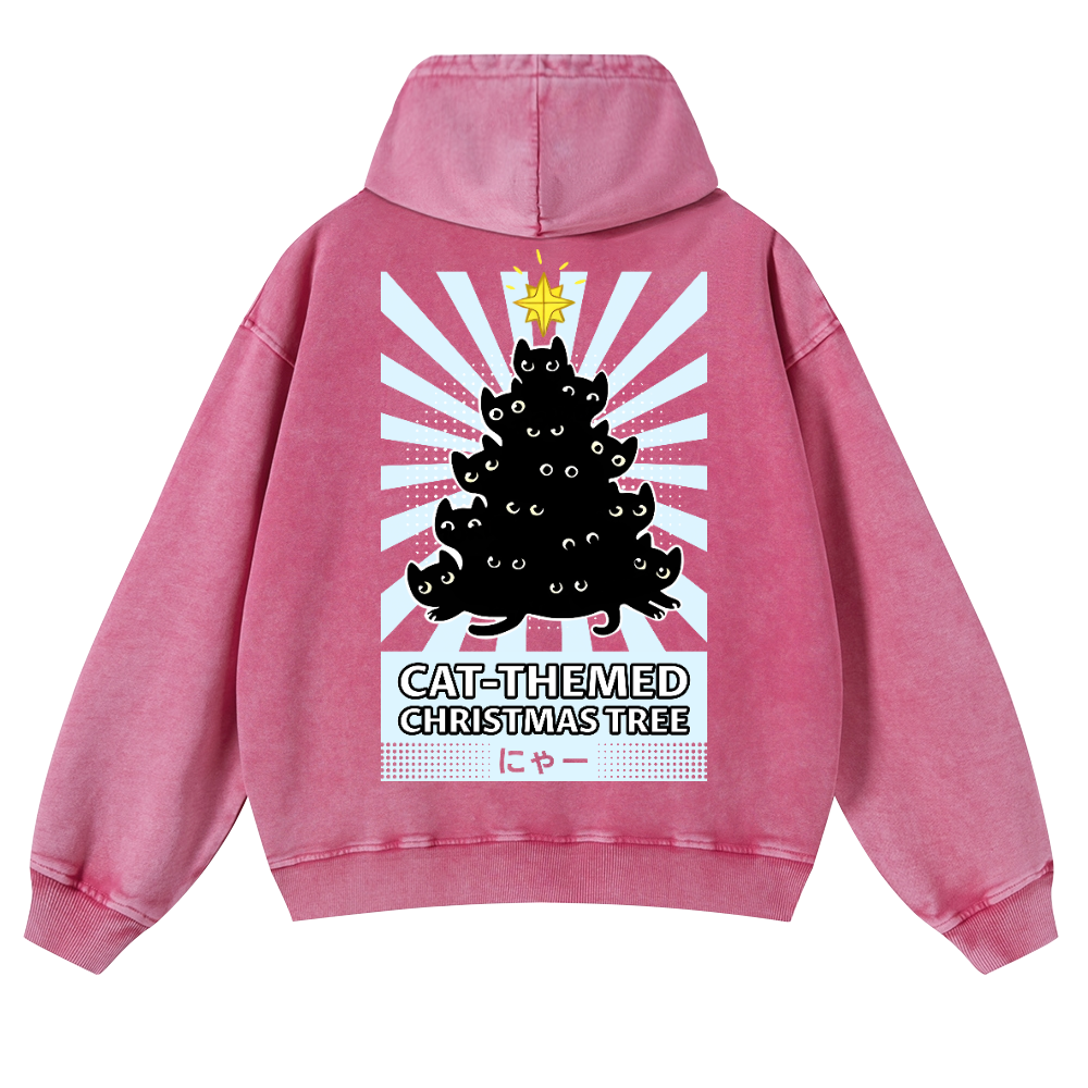 Christmas Tree Vintage Washed Cotton Back Art Hoodie