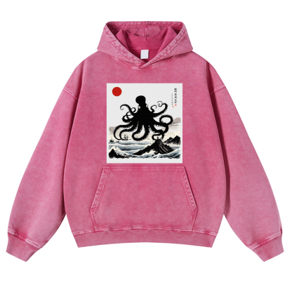 The Giant Octopus in the Sea Vintage Washed Thick Cotton Hoodie