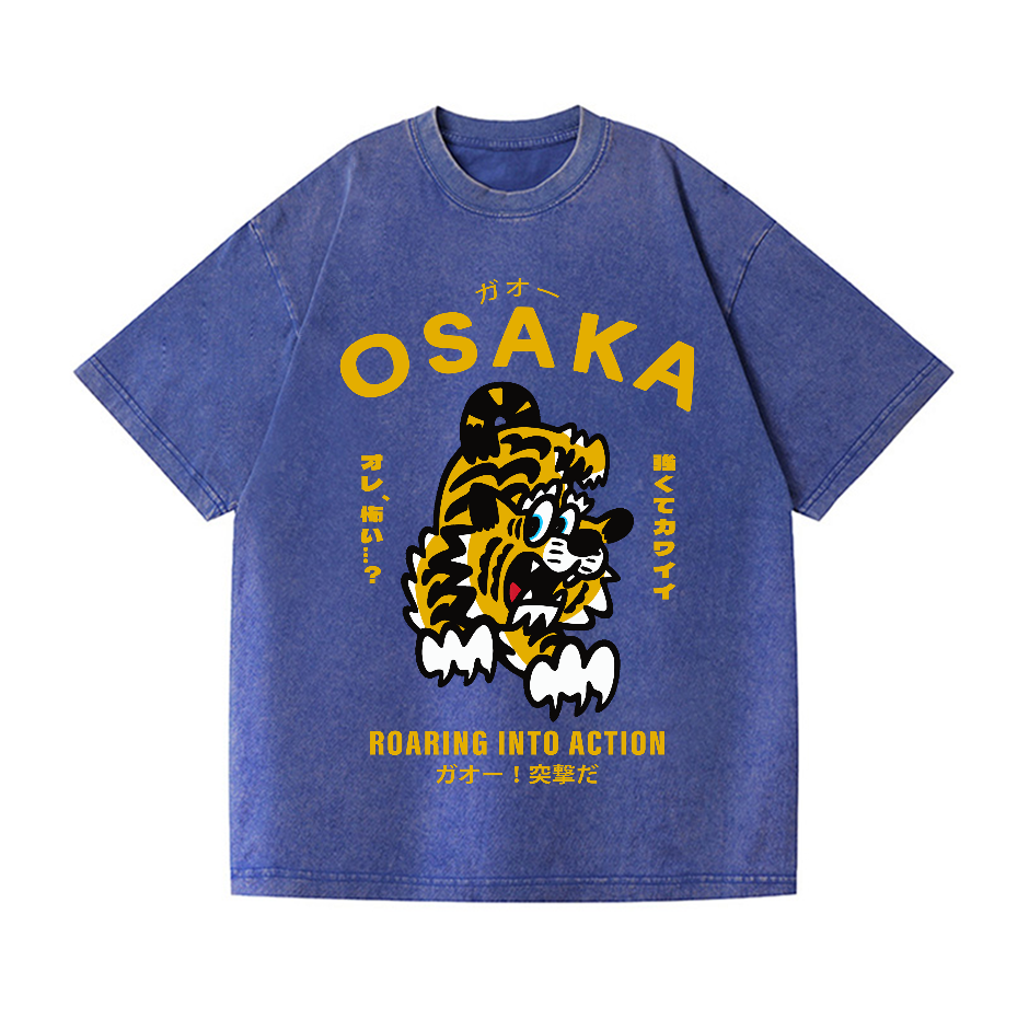 Osaka Tiger Vintage Wash Japanese Design T-Shirt