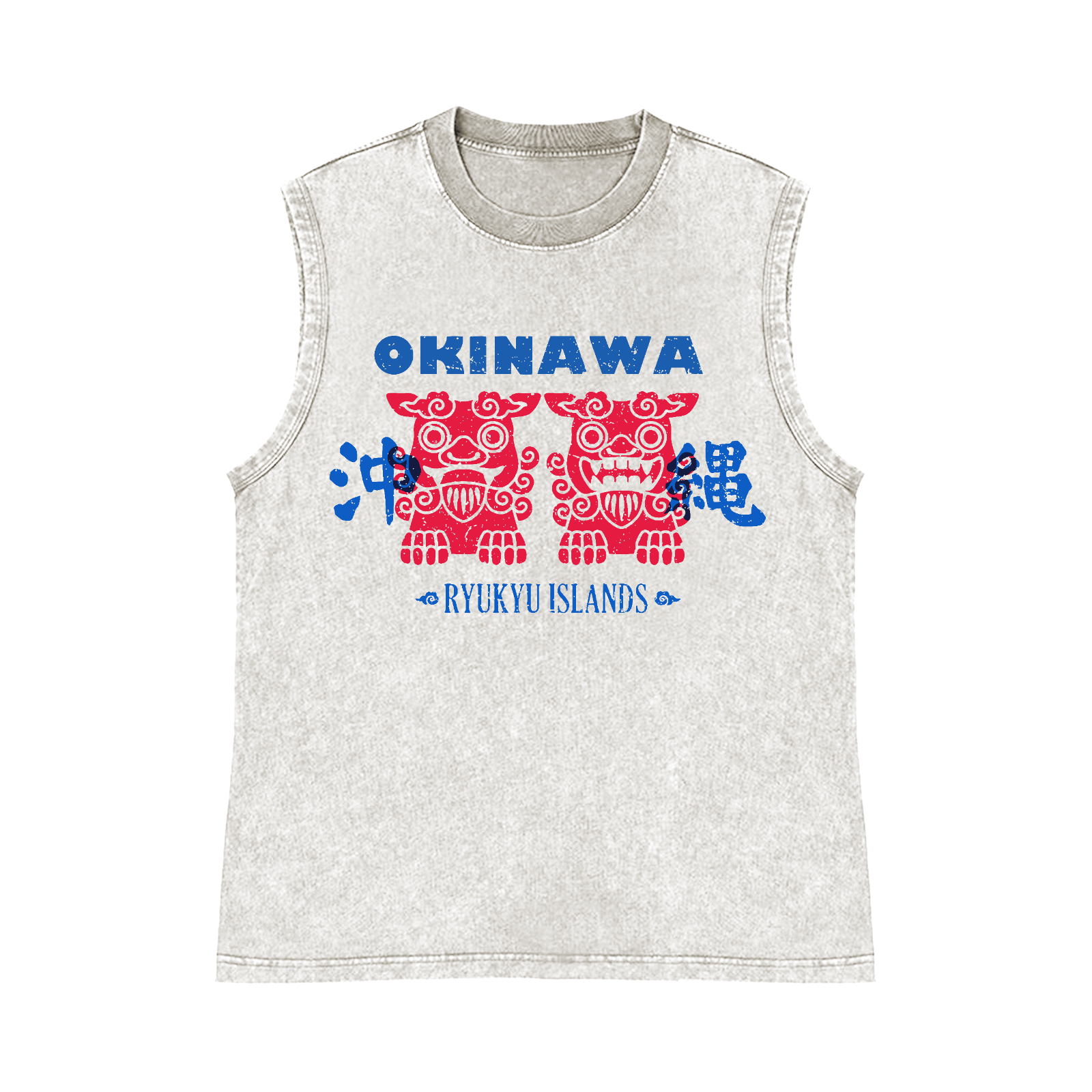 Okinawa Ryukyu Islands Pure Cotton Wash-Dyed Sleeveless Tank Top