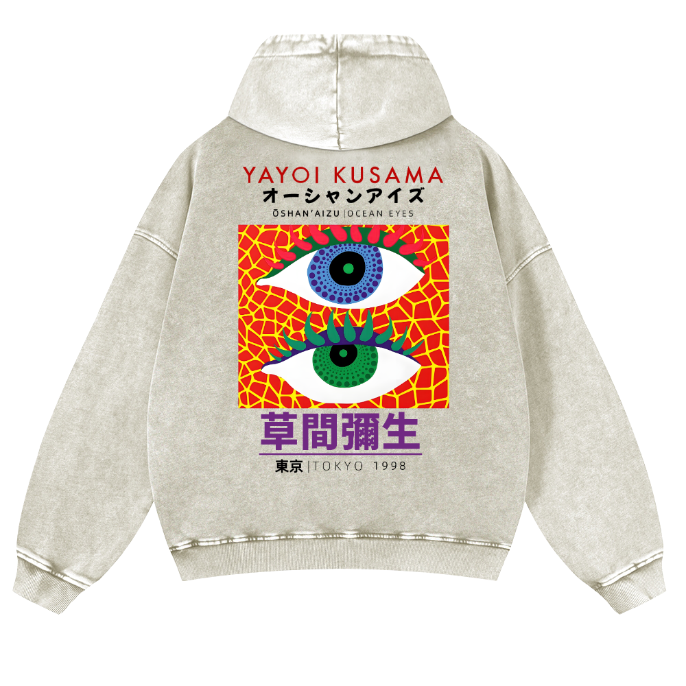 Yayoi Kusama Eyes Vintage Washed Cotton Back Art Hoodie