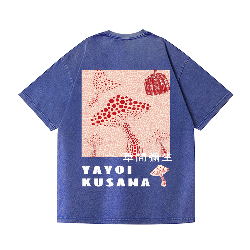 Yayoi Kusama Mushroom Pumpkin Vintage Wash Japanese Design Back Art T-Shirt